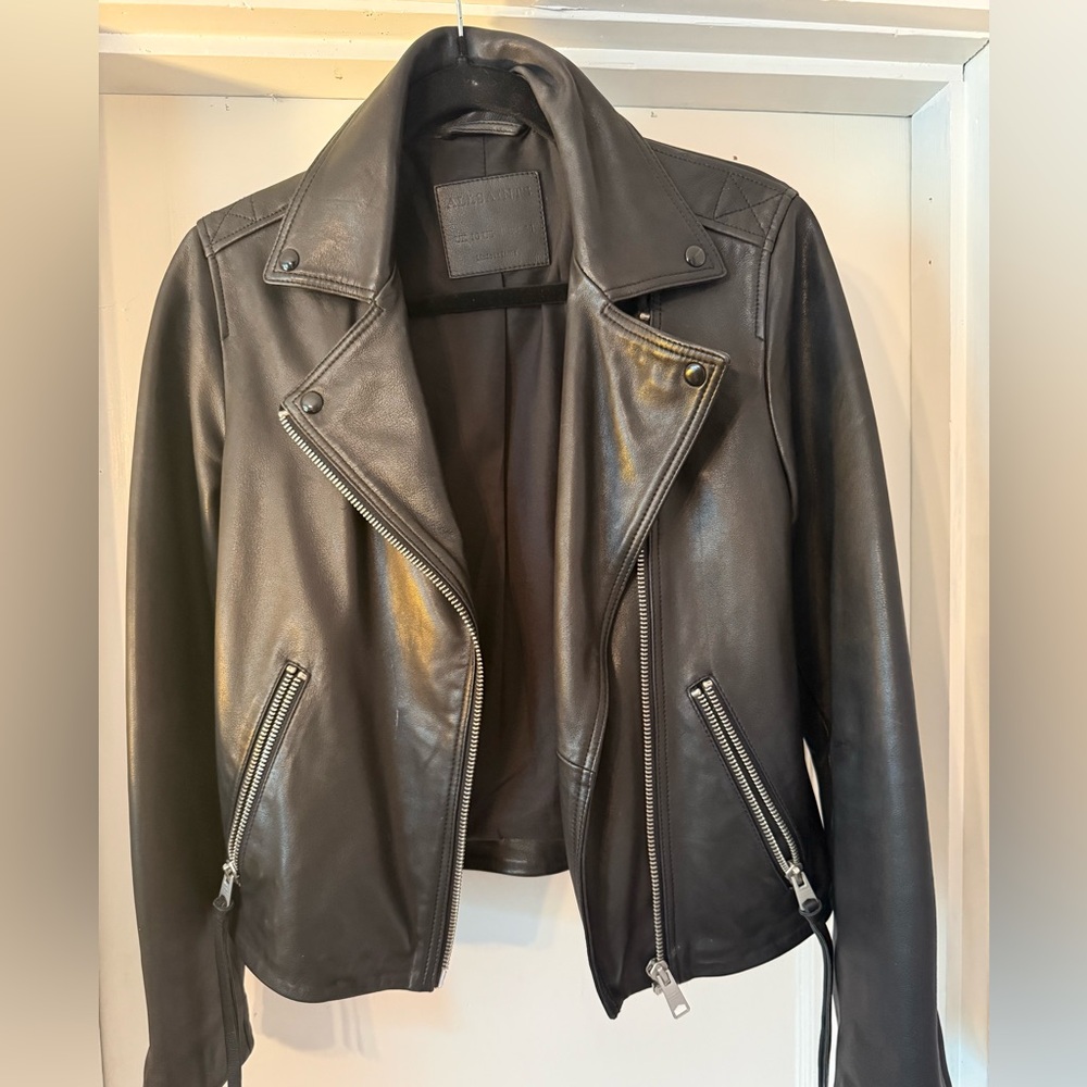 All Saints Black Leather Moto Jacket